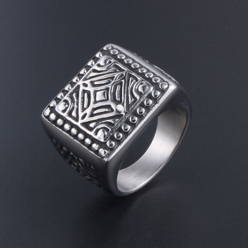 Personalized Men's Trendy Square Ring Image 2