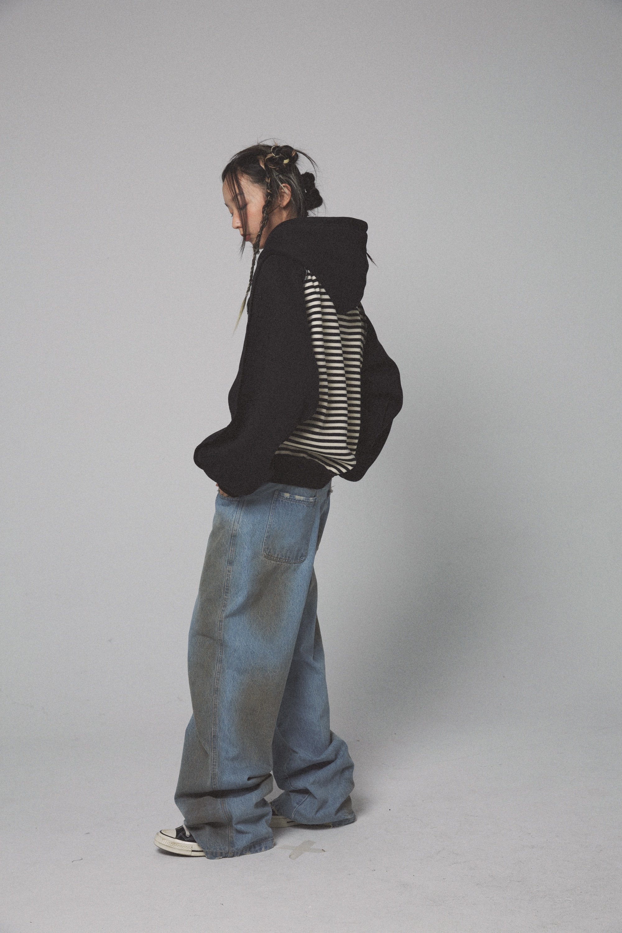 Loose Fleece Fake Two Piece Hoodie - Image 3