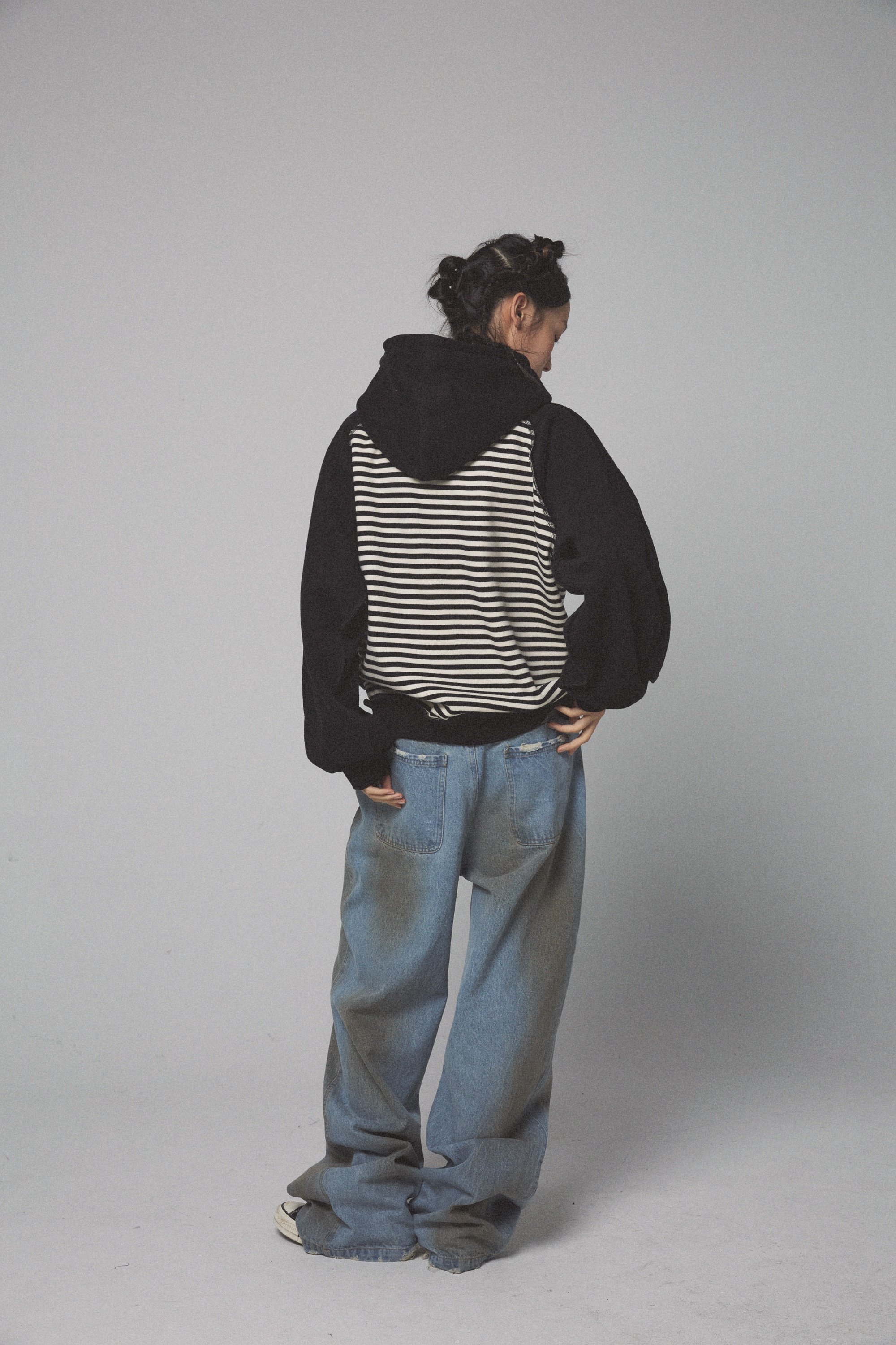 Loose Fleece Fake Two Piece Hoodie - Image 4