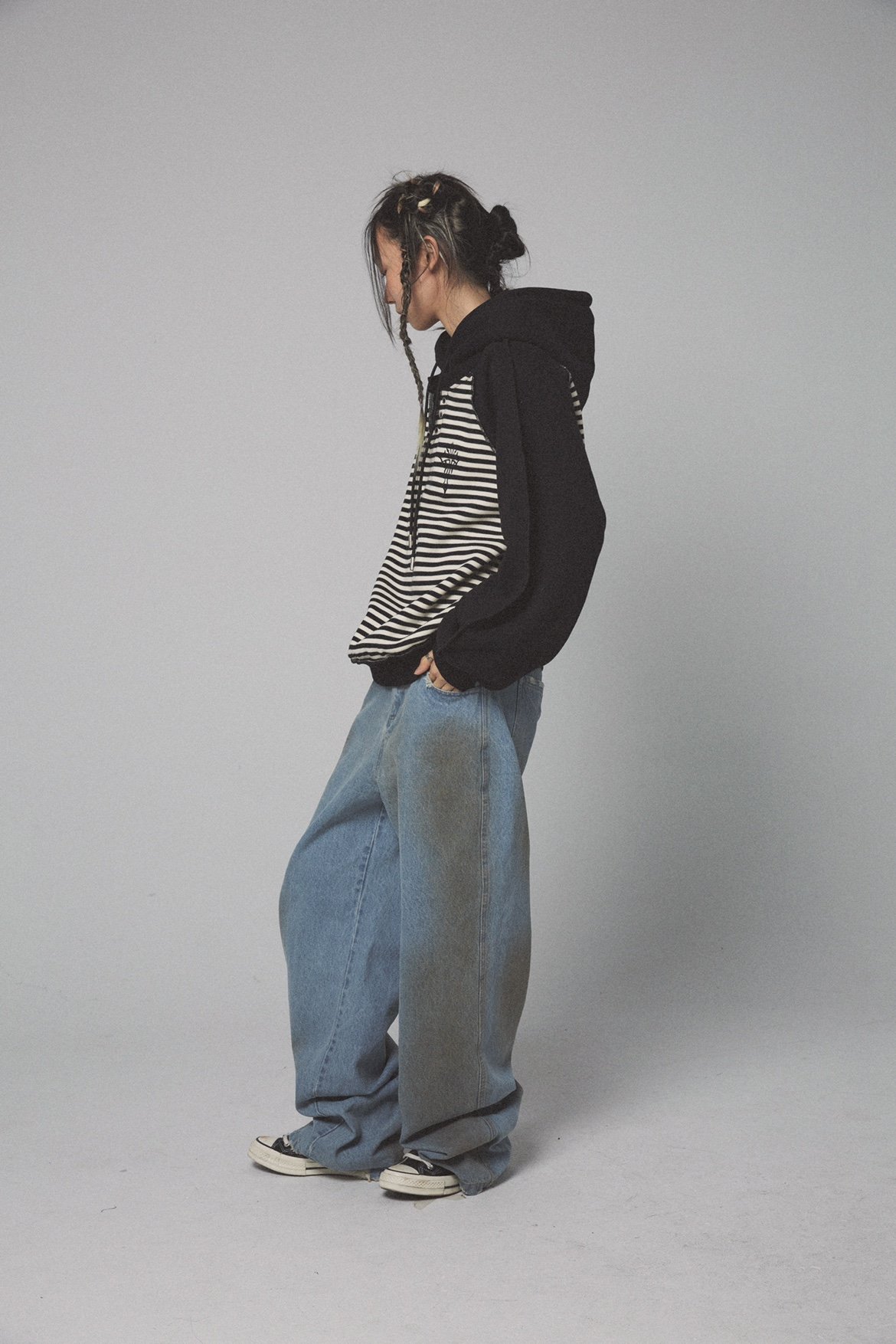 Loose Fleece Fake Two Piece Hoodie - Image 2