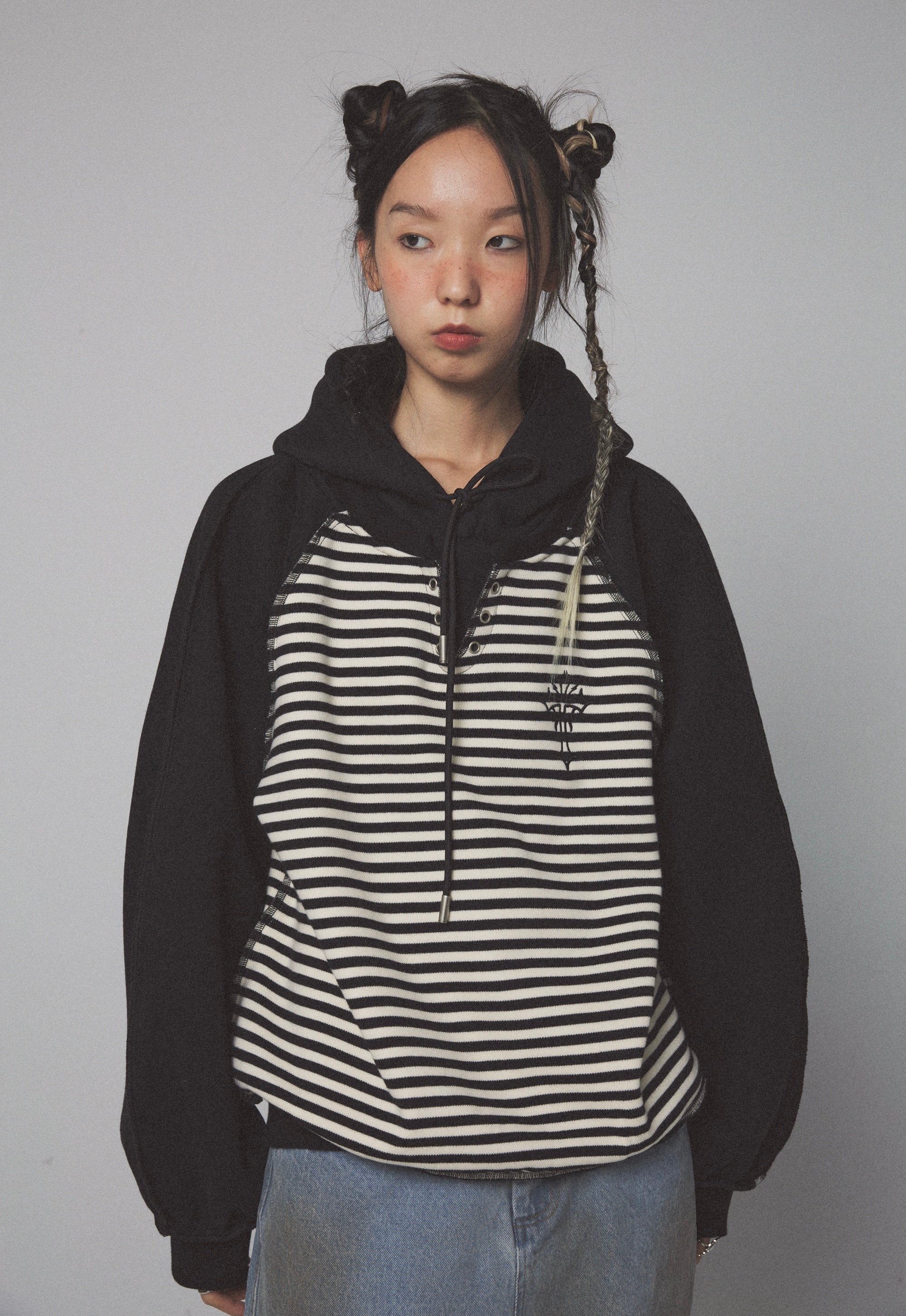 Loose Fleece Fake Two Piece Hoodie - Image 5