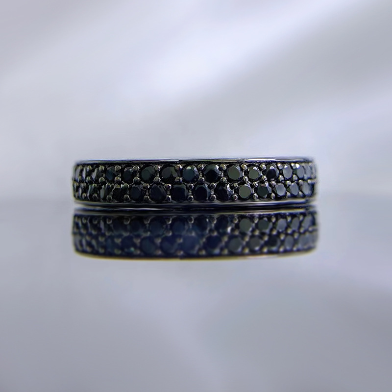 Silver Fashion Black Diamond Stackable Ring Image 1