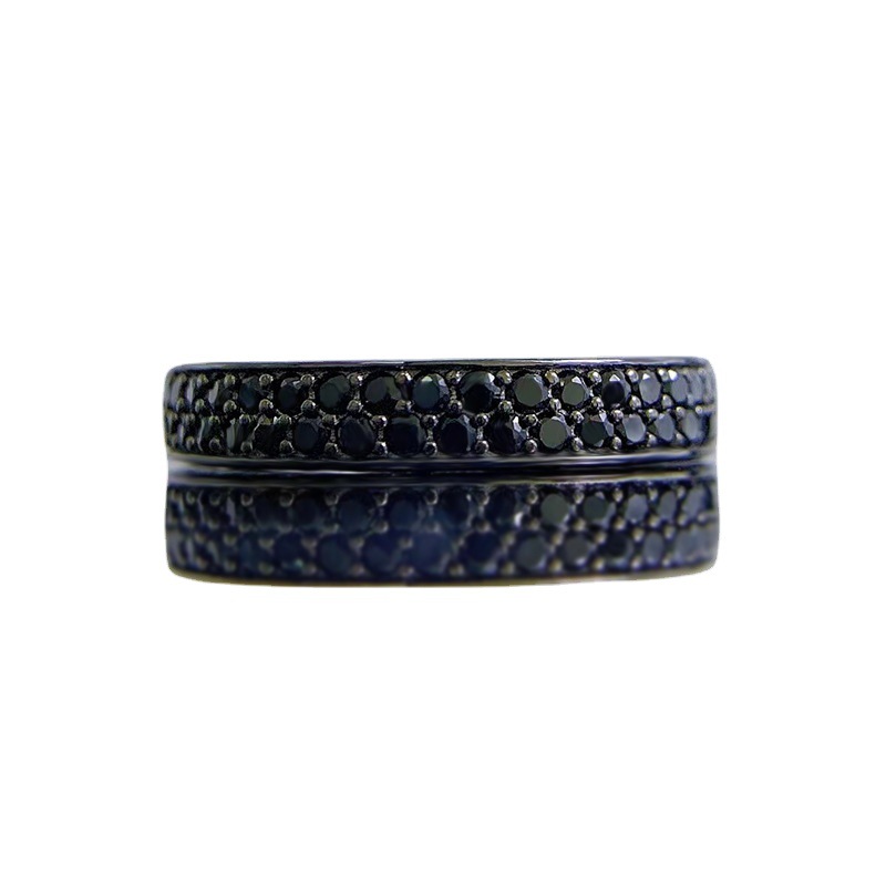 Silver Fashion Black Diamond Stackable Ring Image 3