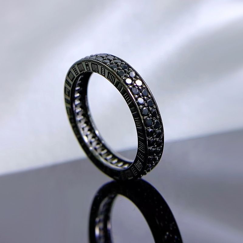 Silver Fashion Black Diamond Stackable Ring Image 4