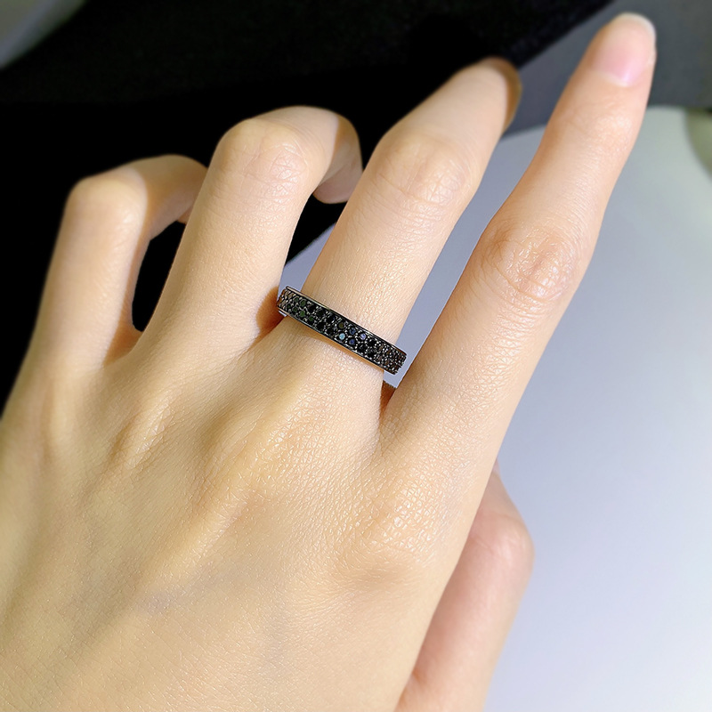 Silver Fashion Black Diamond Stackable Ring Image 5