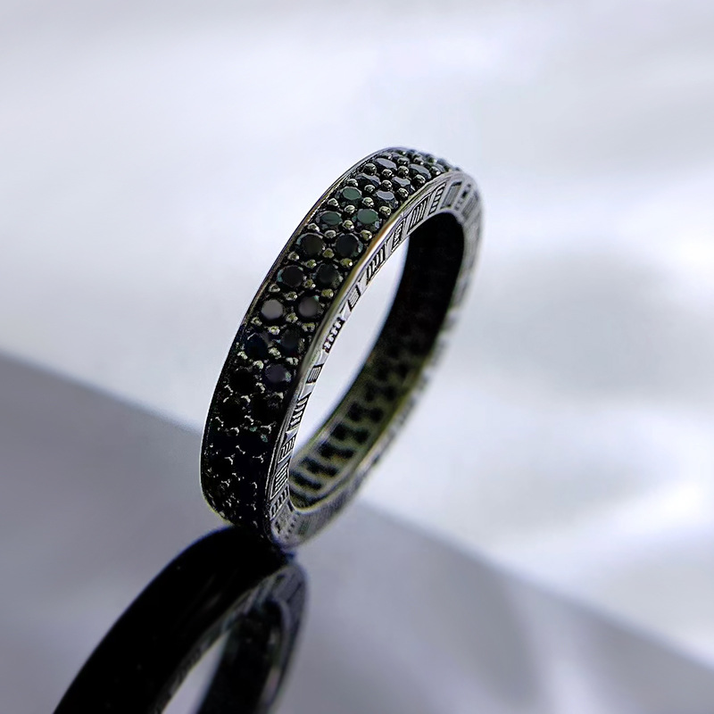 Silver Fashion Black Diamond Stackable Ring Image 2