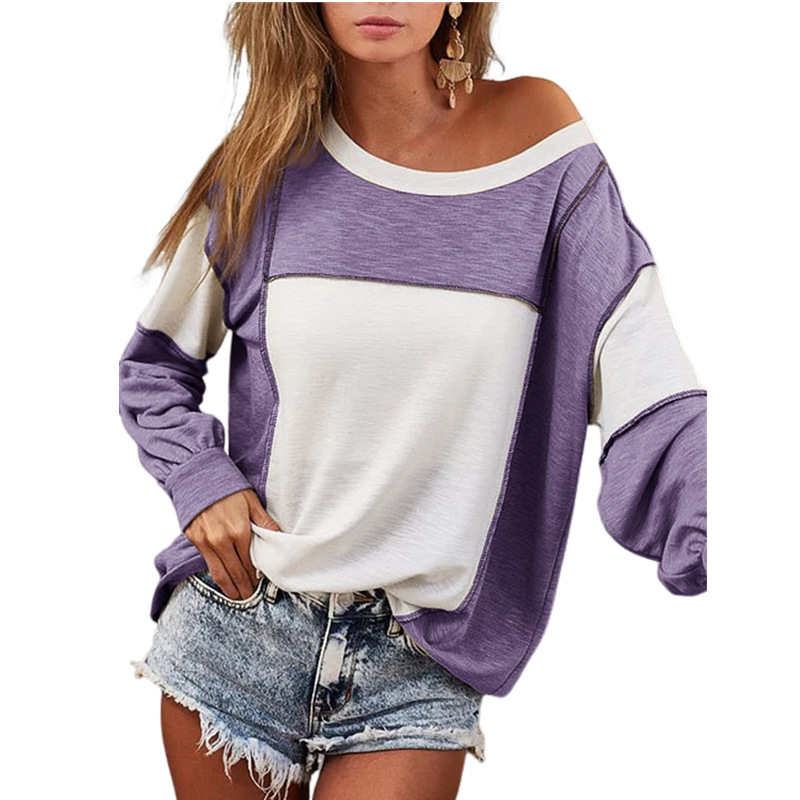 Round Neck Multicolor Pullover Fashion Loose Casual Sweater Image 5