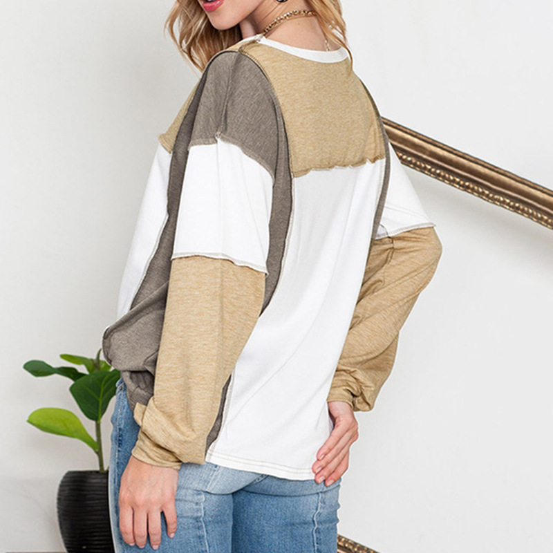 Round Neck Multicolor Pullover Fashion Loose Casual Sweater Image 3