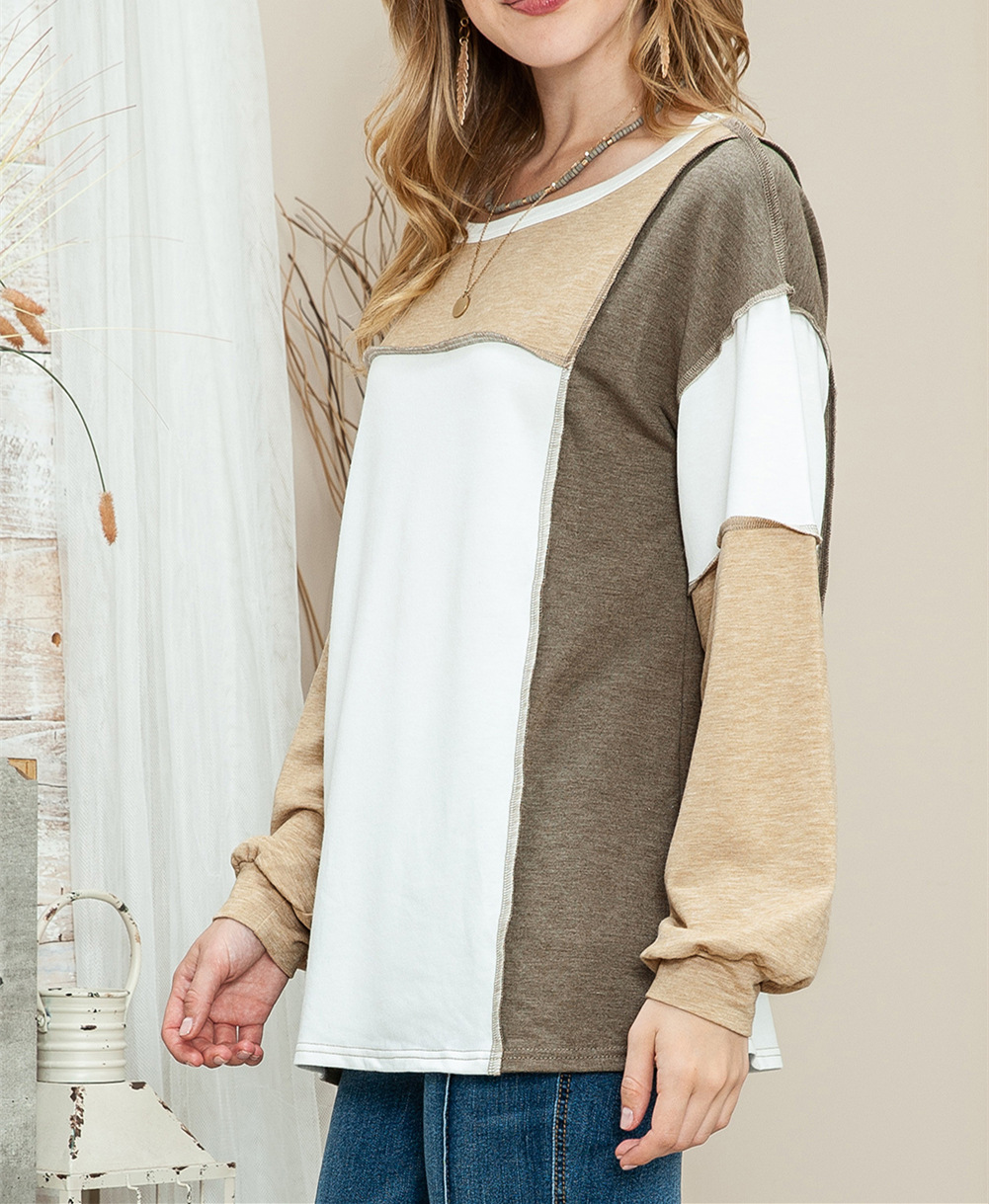 Round Neck Multicolor Pullover Fashion Loose Casual Sweater Image 6