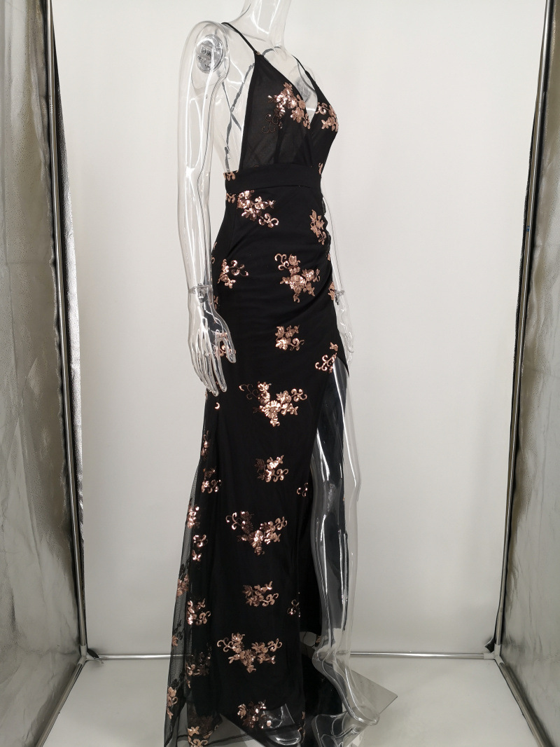 Sleeveless Strap Backless Sequined Maxi Dress 15