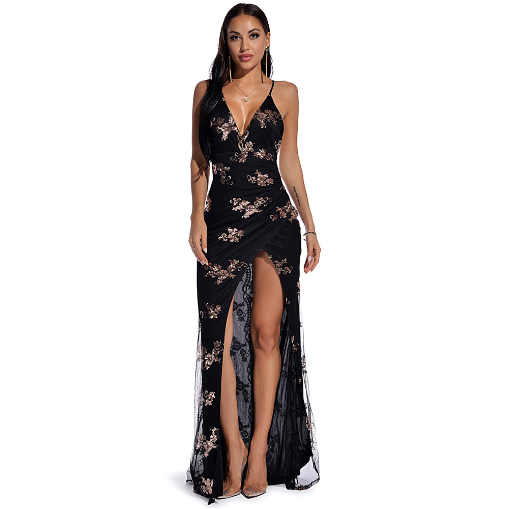 Sleeveless Strap Backless Sequined Maxi Dress 12