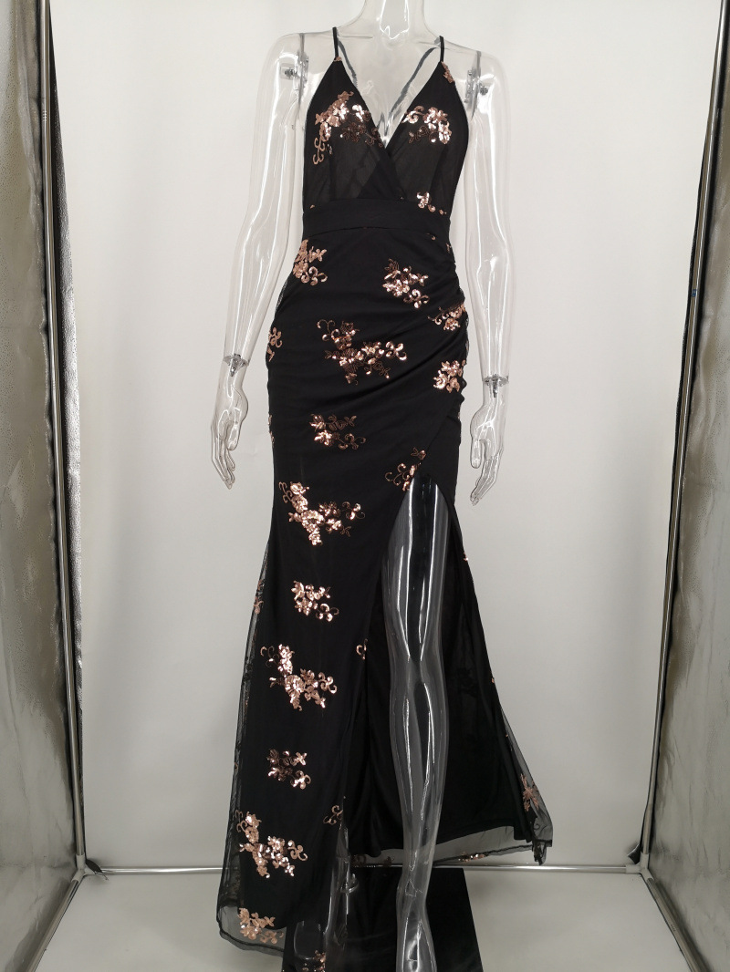 Sleeveless Strap Backless Sequined Maxi Dress 14