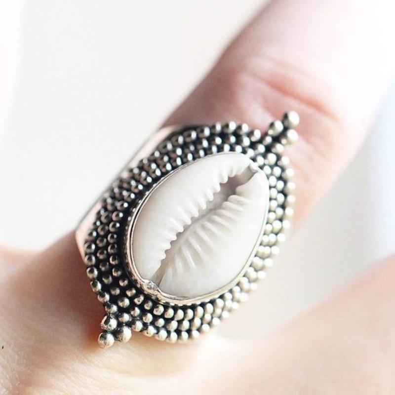 Fashion Boho Natural Shell Starfish Ring Image 1