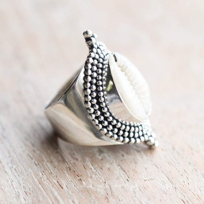 Fashion Boho Natural Shell Starfish Ring Image 4