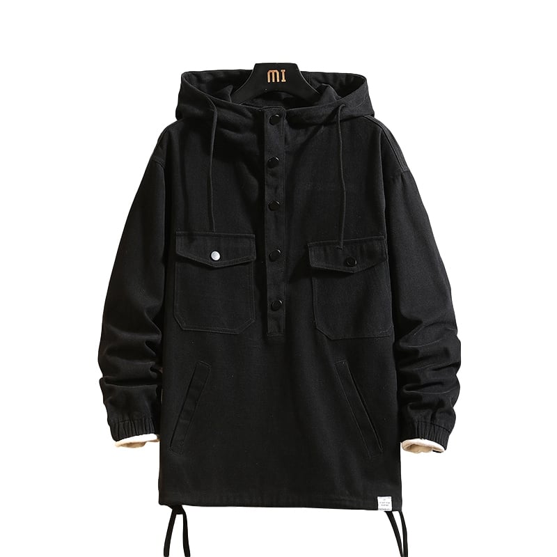 Men's Loose Half-zip Hooded Cargo Jacket - Image 2