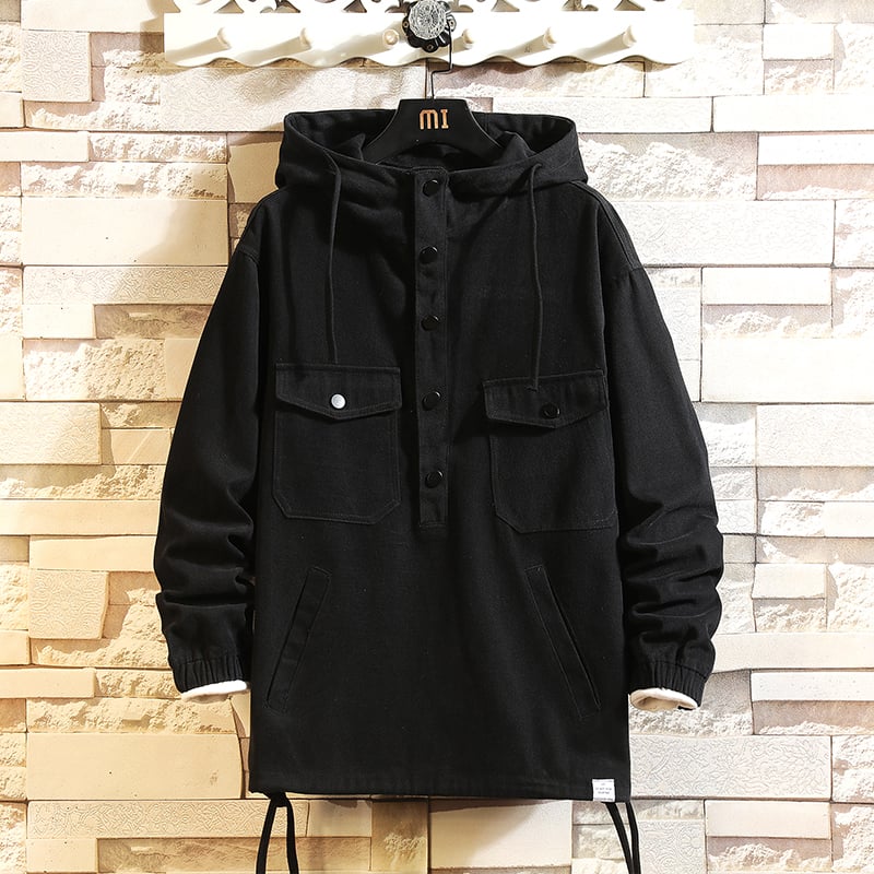Men's Loose Half-zip Hooded Cargo Jacket - Image 1