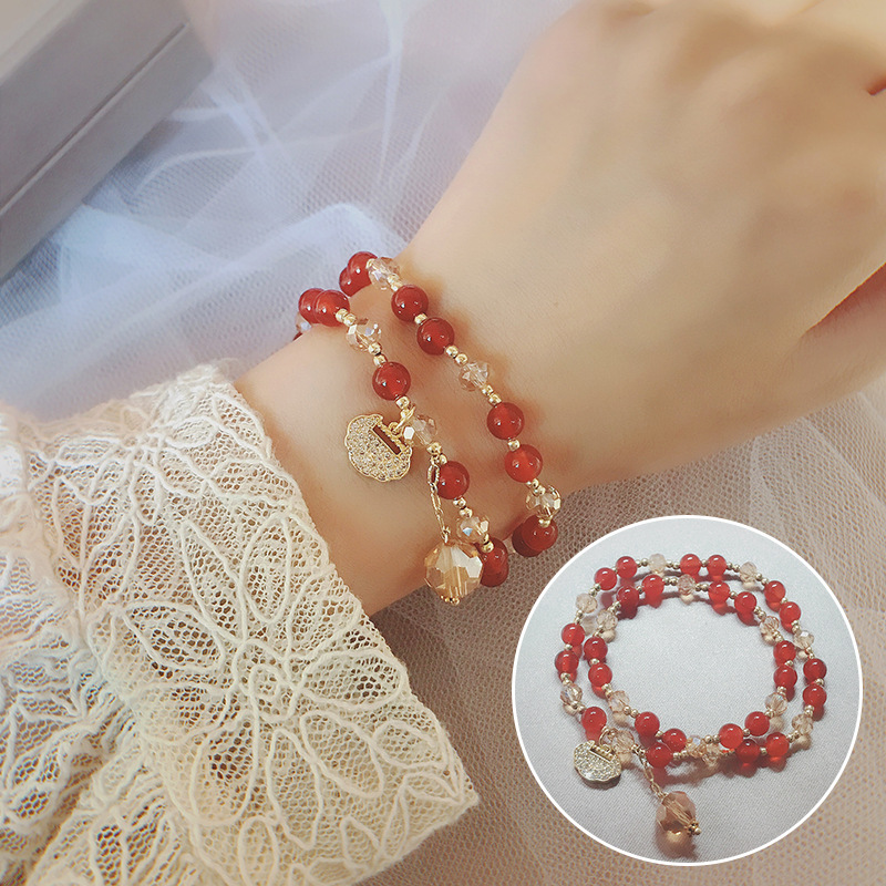 Longevity Lock Strawberry Quartz Garnet Bracelet Image 3
