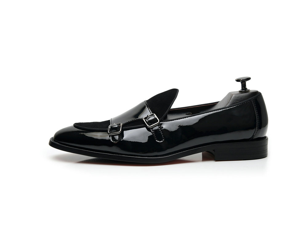 Black Buckle Monk Shoes - Image 1