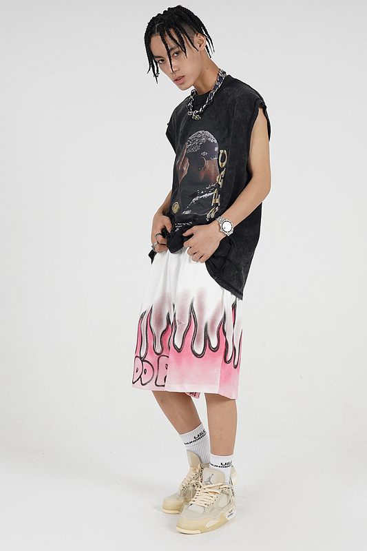 European and American Street Flame Graffiti Sports Shorts 4