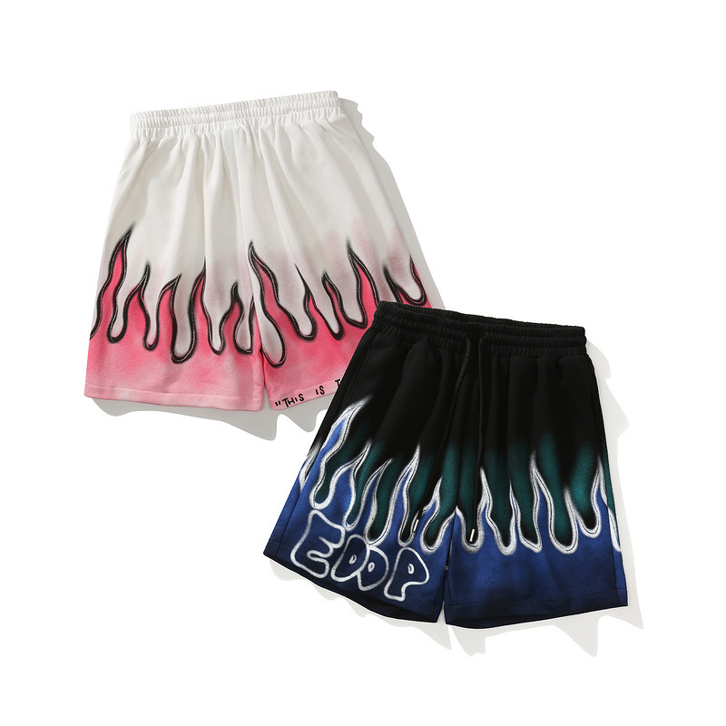 European and American Street Flame Graffiti Sports Shorts 1
