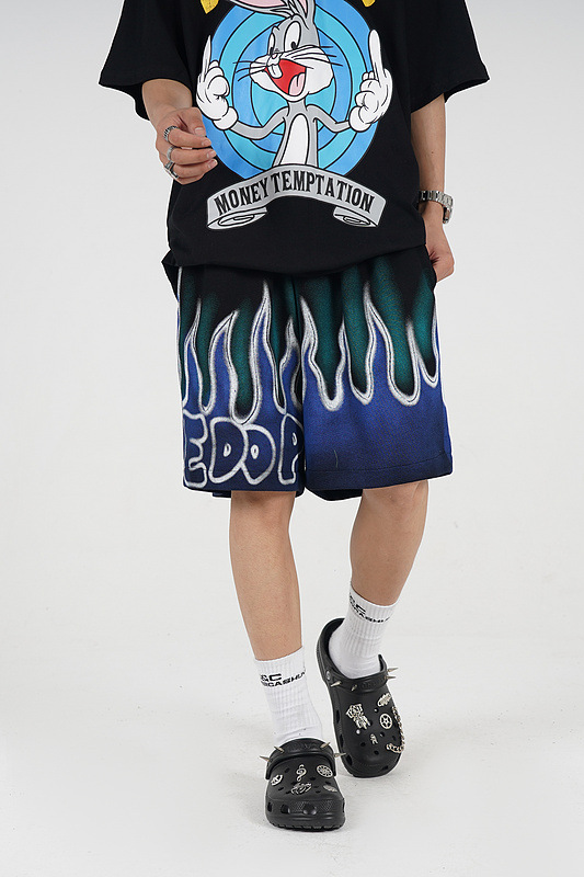 European and American Street Flame Graffiti Sports Shorts 2