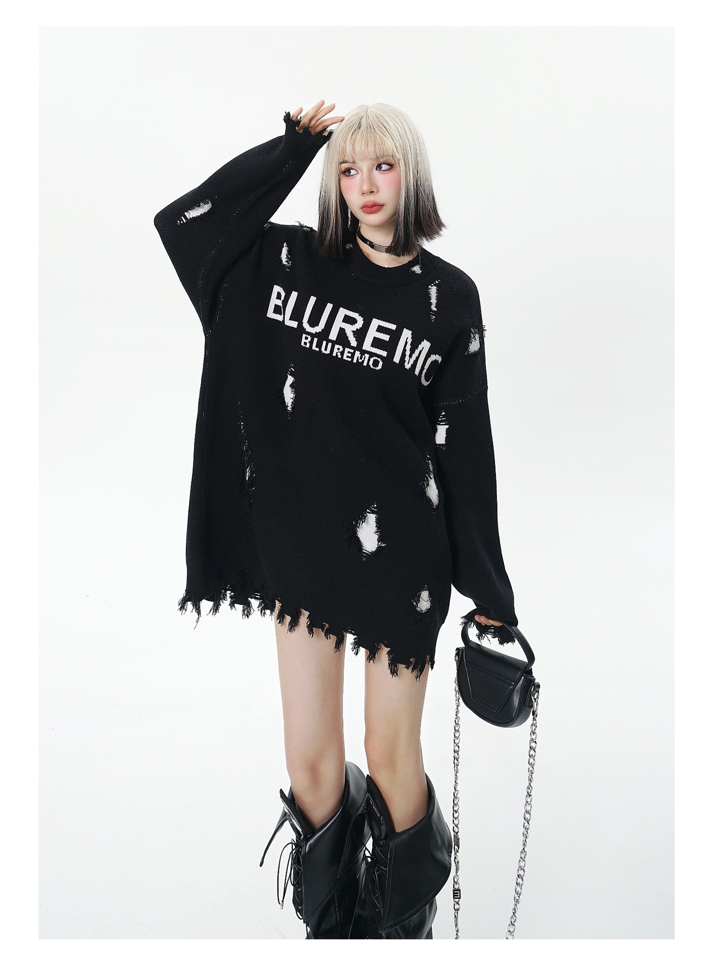 High-Grade Ripped Pullover Sweater Image 6