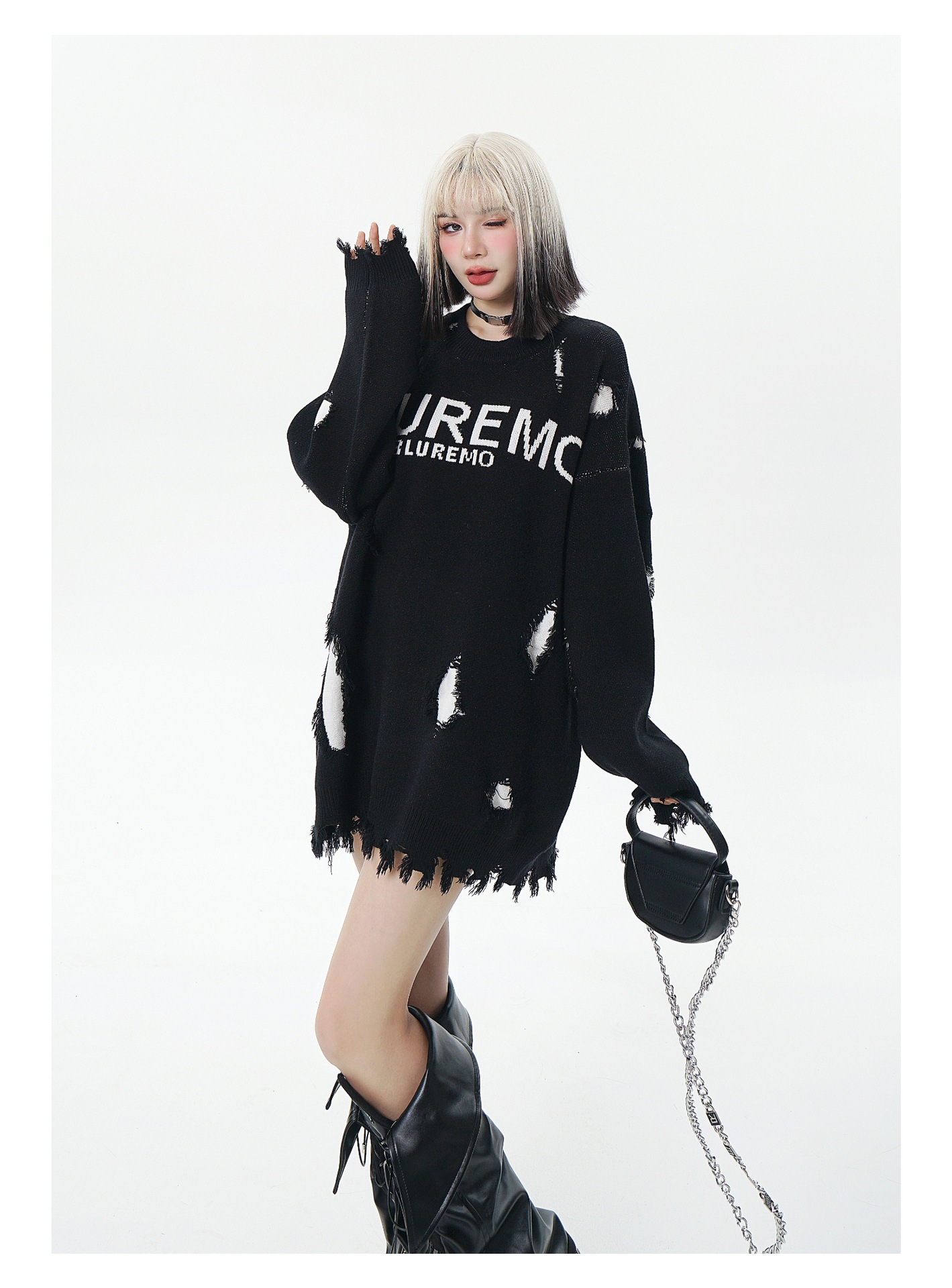 High-Grade Ripped Pullover Sweater Image 3