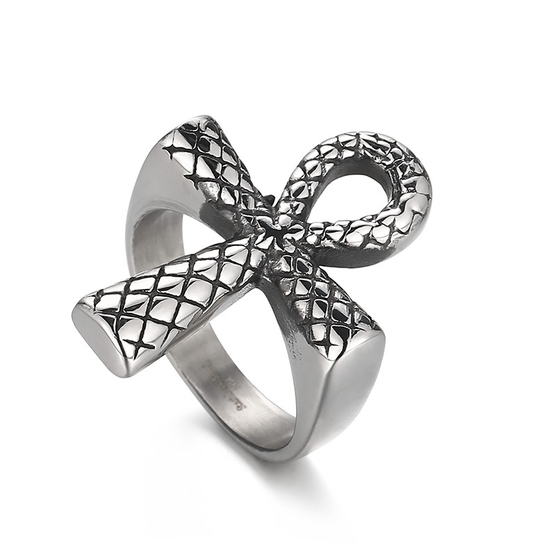 Snake Pattern U-shaped Cross Ring Image 1