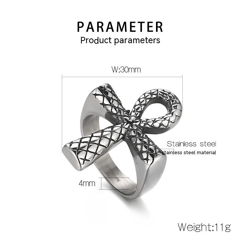 Snake Pattern U-shaped Cross Ring Image 2