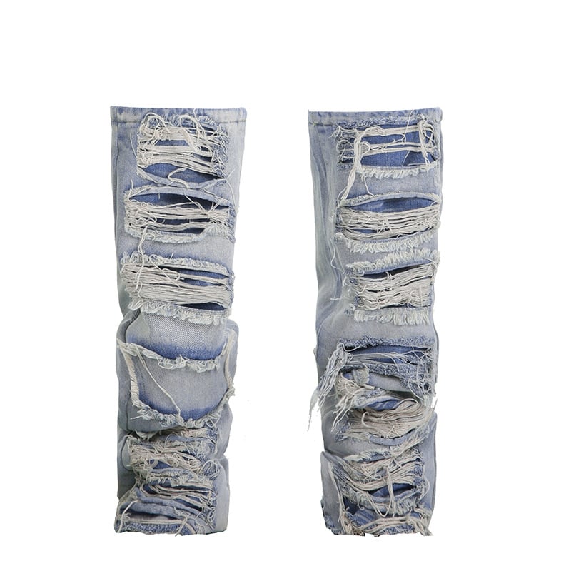 Close Up of Denim Leg Warmers