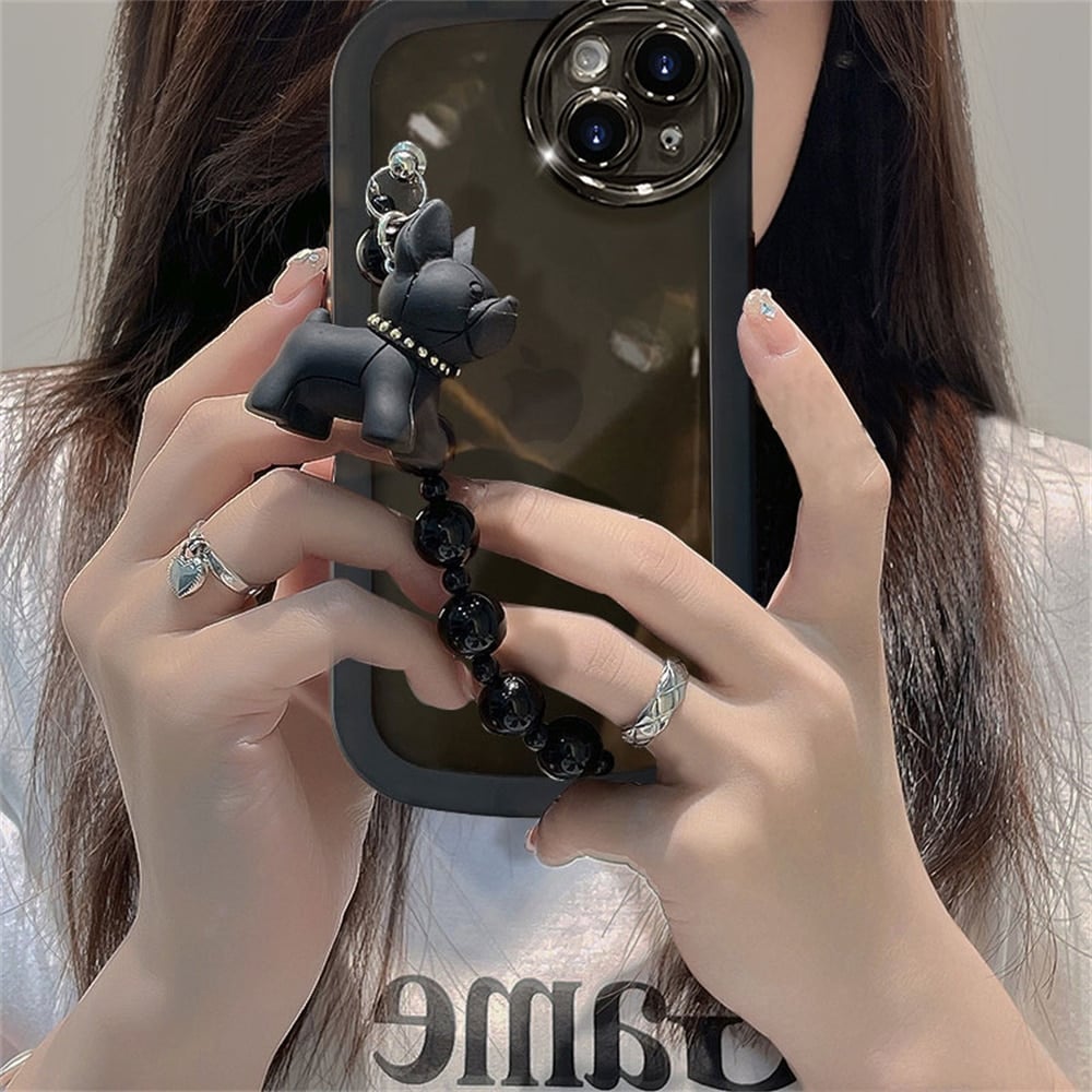 Transparent Black Dog Bracelet Phone Case Image 3