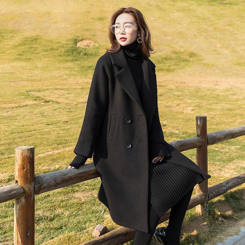 Black Loose Woolen Coat