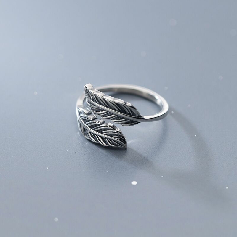 Vintage Thai Silver Feather Ring Image 1
