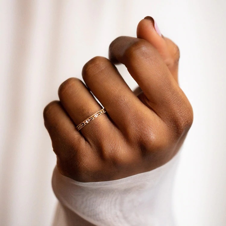 Sterling Silver Round Diamond Ring 16