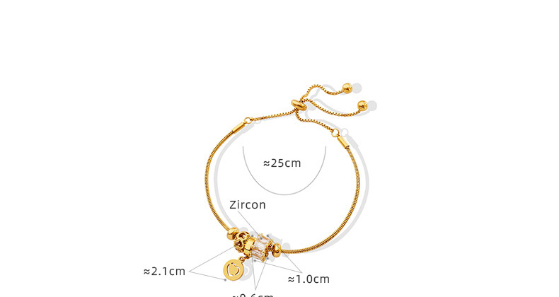 Zircon Pull Buckle Titanium Steel Plated 18K Gold Bracelet