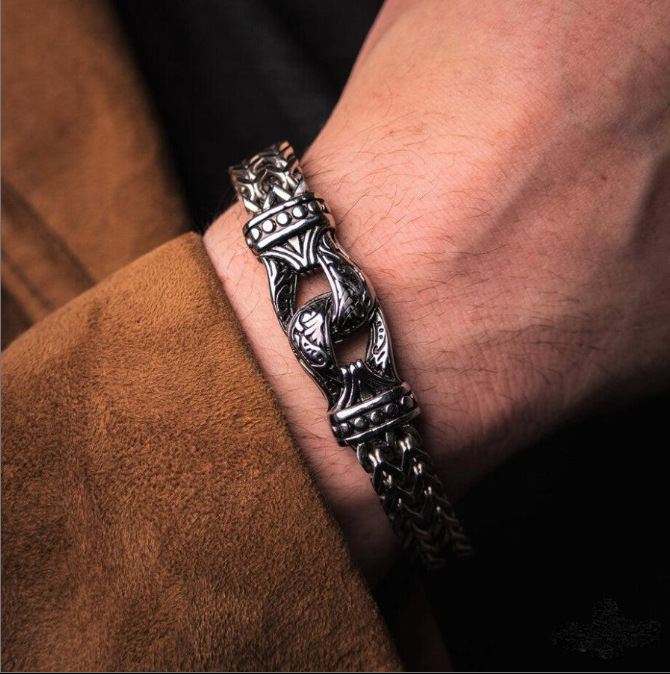 Men's Vintage Engraving Titanium Steel Bracelet 4