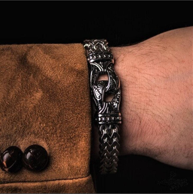 Men's Vintage Engraving Titanium Steel Bracelet 5