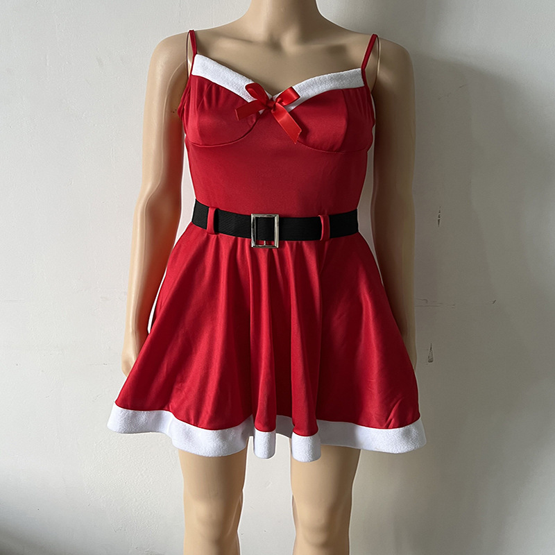 Women's Fashion Red Christmas Dress Image 3