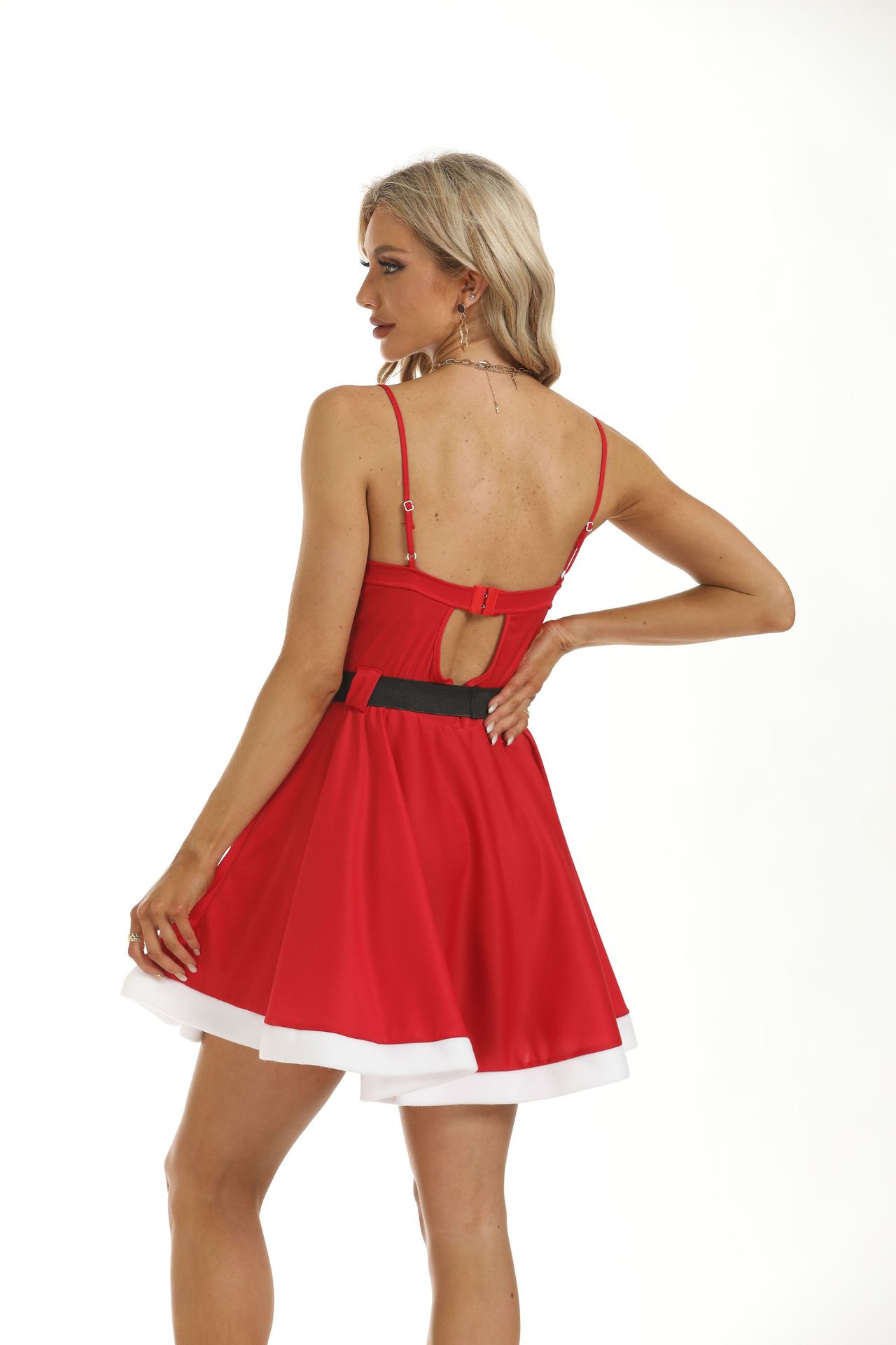 Women's Fashion Red Christmas Dress Image 5