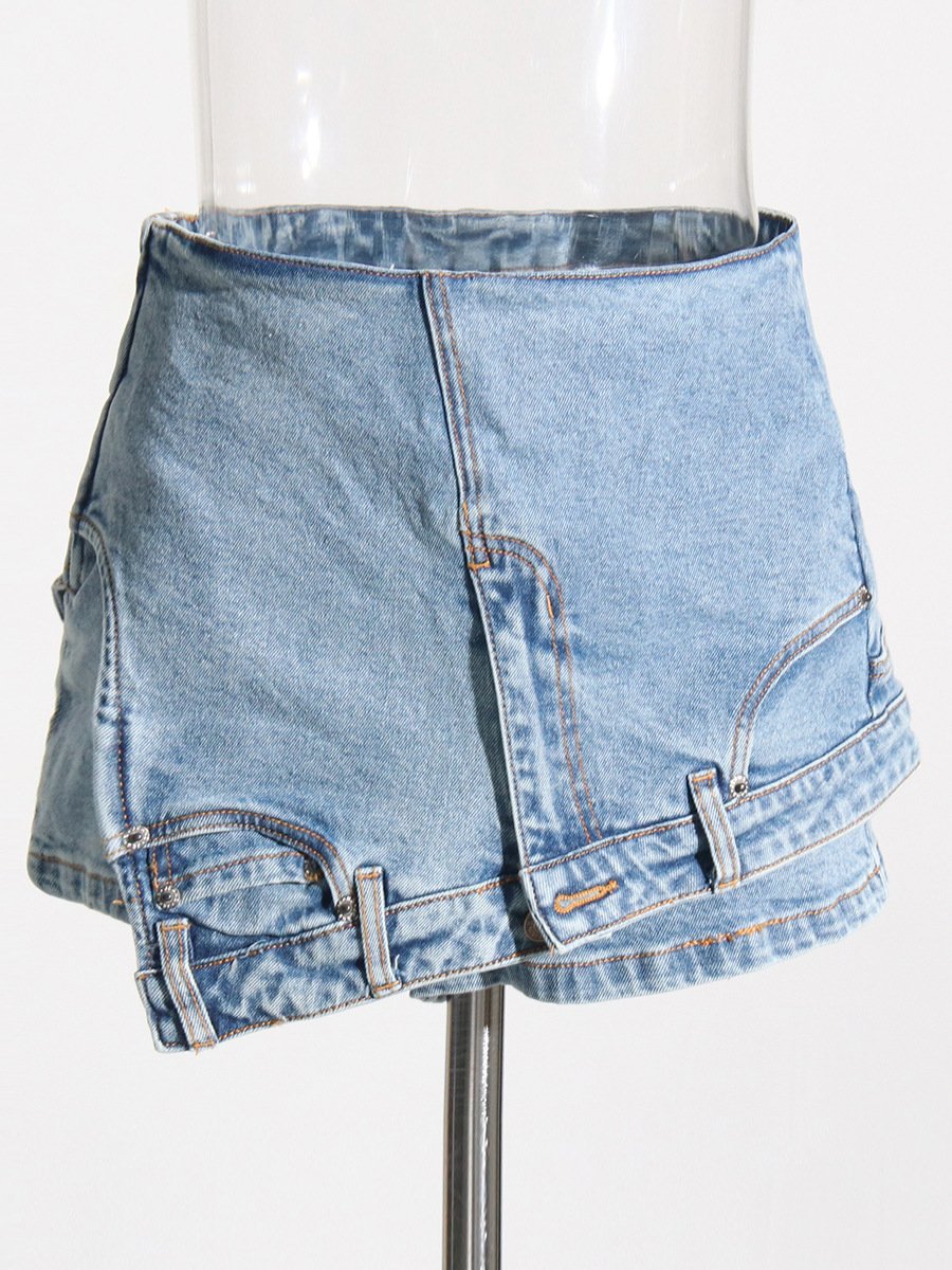 Personalized Women's Denim Stitching Shorts - Image 4