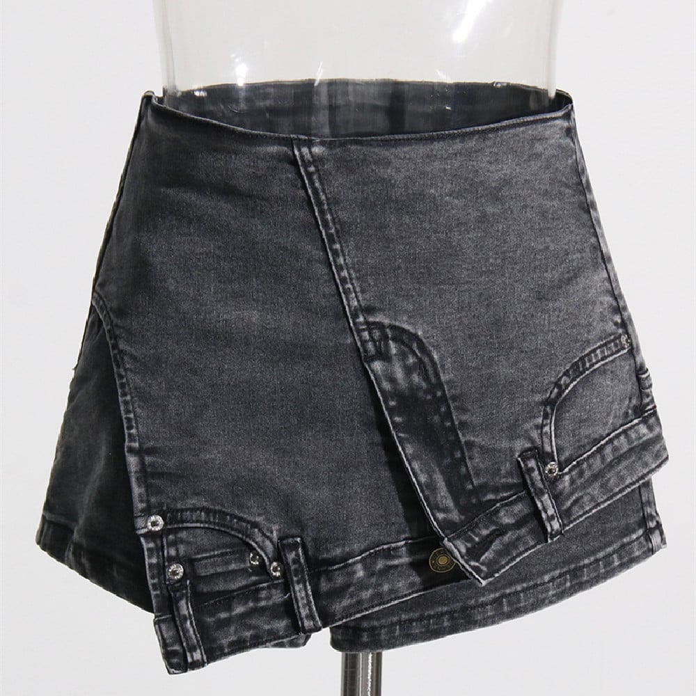 Personalized Women's Denim Stitching Shorts - Image 3