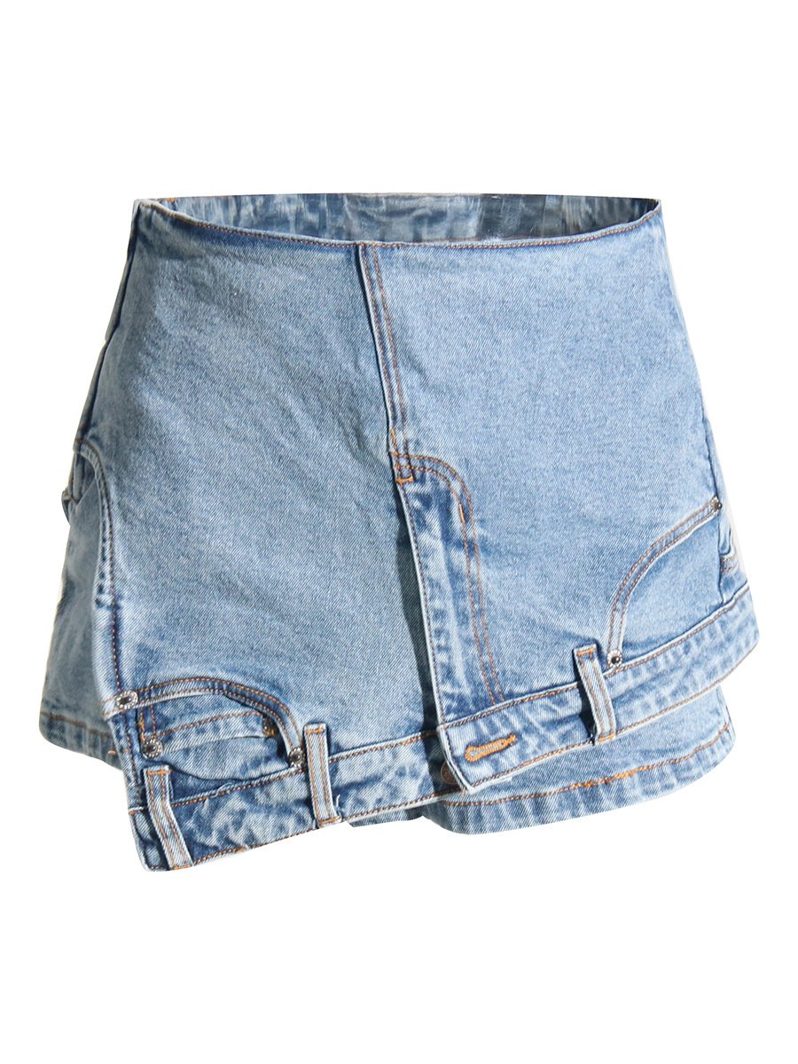 Personalized Women's Denim Stitching Shorts - Image 6