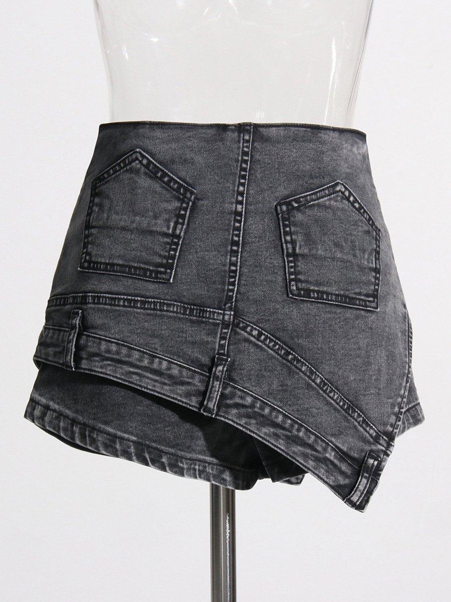 Personalized Women's Denim Stitching Shorts - Image 5