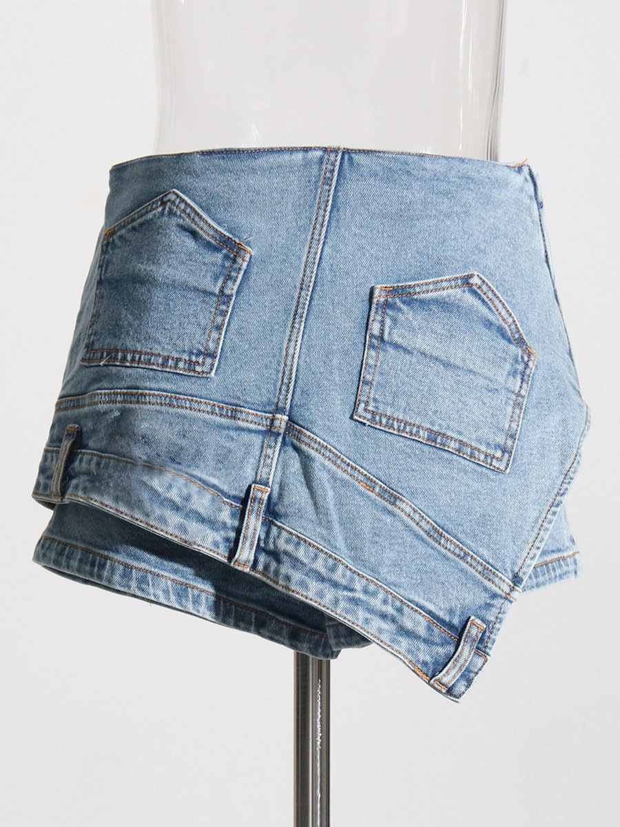 Personalized Women's Denim Stitching Shorts - Image 2