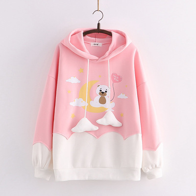 Cartoon Love Bear Print Hoodie Image 6