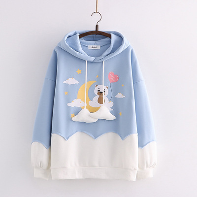 Cartoon Love Bear Print Hoodie Image 7