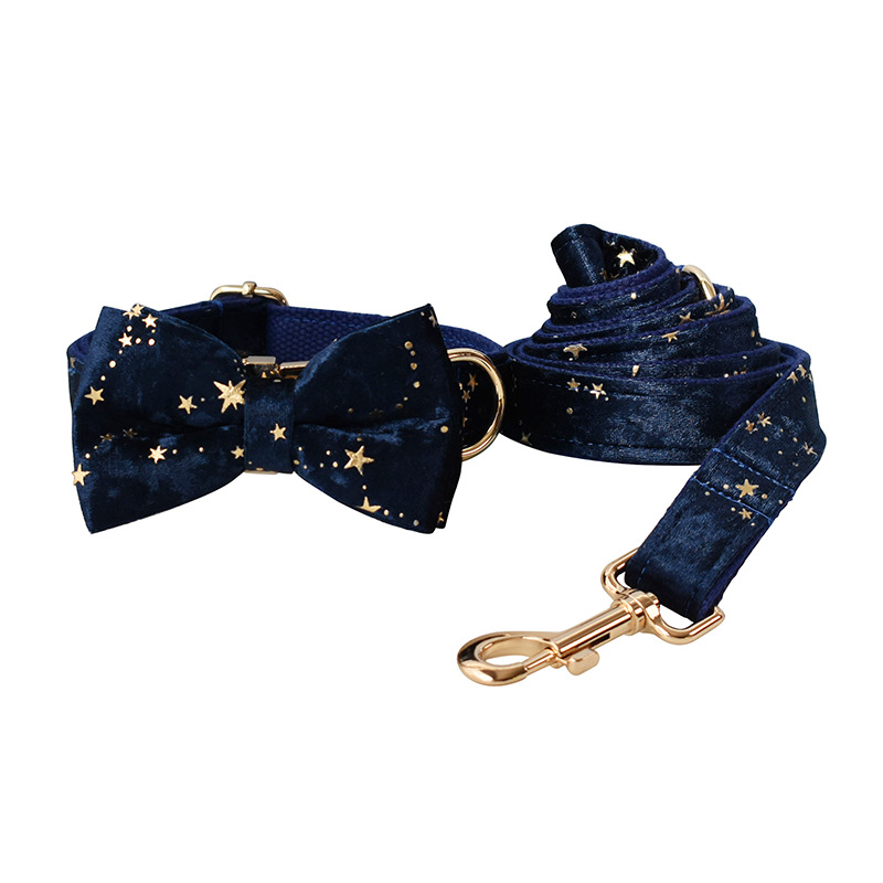 Blue Star Flannel Gold Buckle Dog Ring Image 1