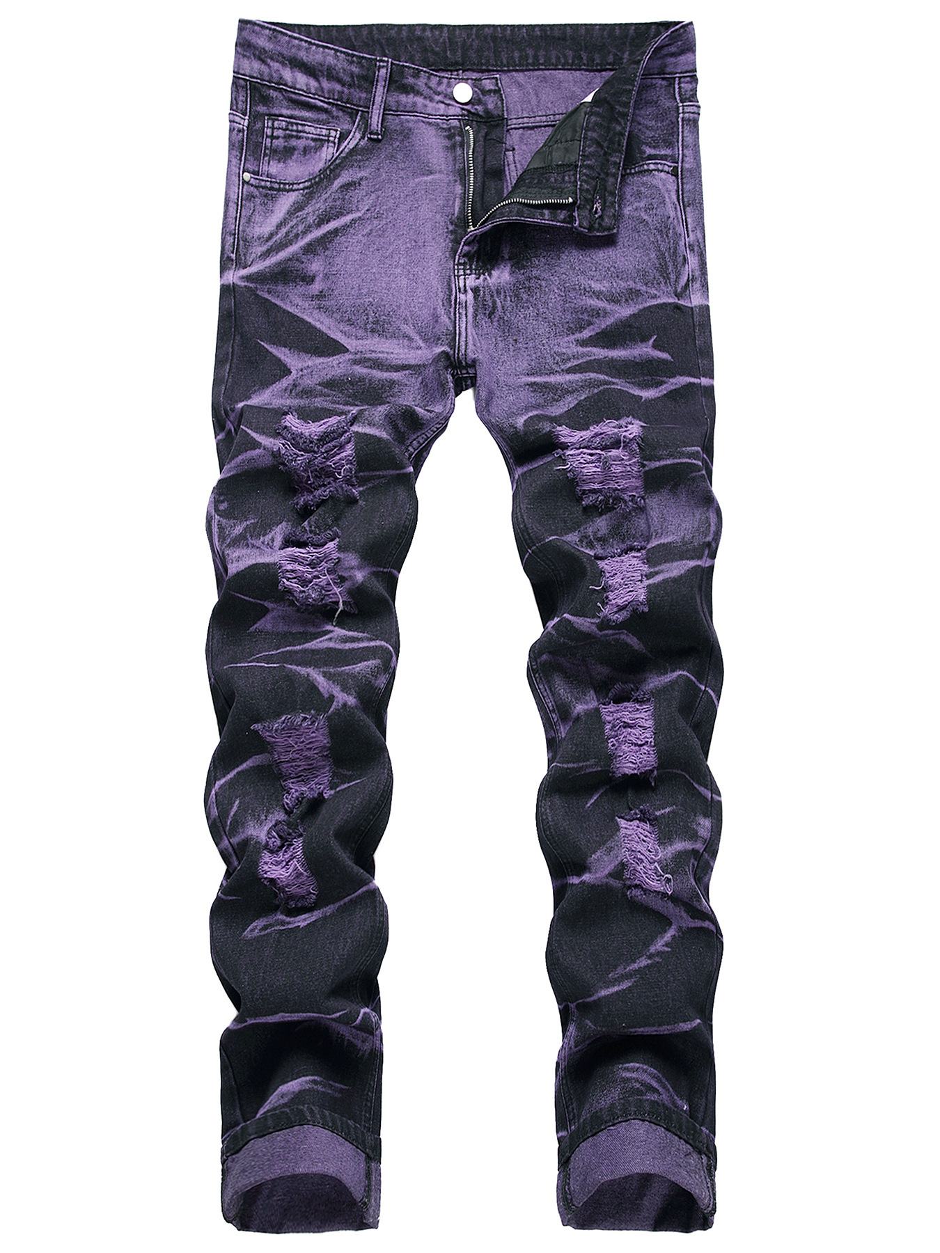 Back view of Ripped Denim Trousers