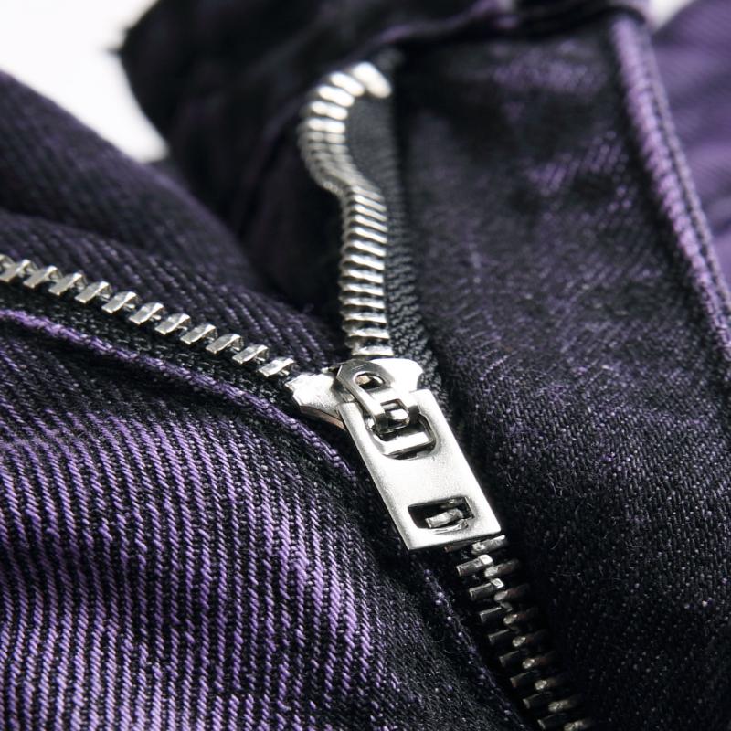 Side view of Purple Ripped Denim Trousers