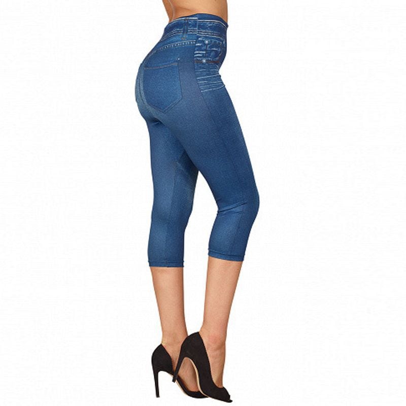 Stylish Crop Fit Women's Faux Denim Leggings